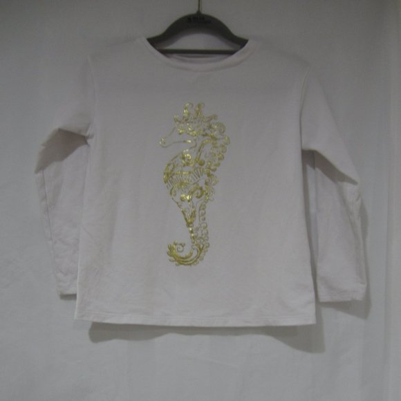 Lilly Pulitzer L 8 10 Cosy Popover Gold Seahorse Shirt - Picture 1 of 8